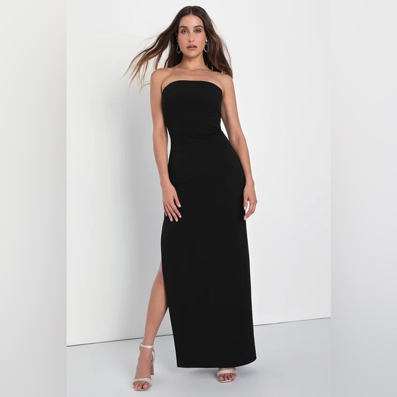 Elaborate Excellence Black Strapless Bodycon Maxi Dress - Picture 1 of 6